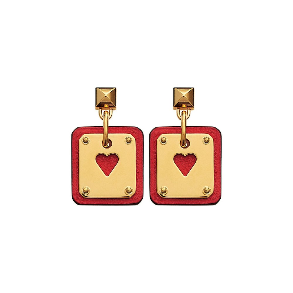 Earrings in Swift calfskin and gold metal SS21 Objets Hermes Studio des Fleurs